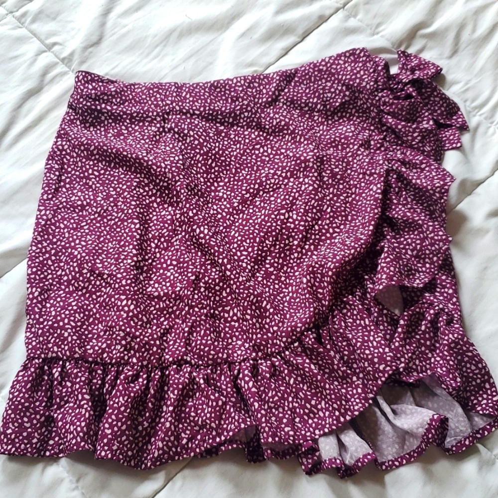 Wrap Illusion Zip Up Purple Skirt